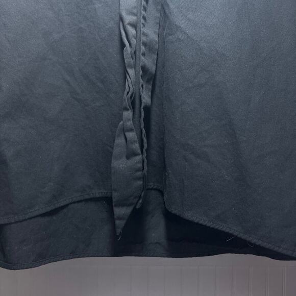 Alexander Michael Snyder Top Lagenlook 100% Cotton Black V-Neck Tie Goth Grunge - Picture 7 of 9